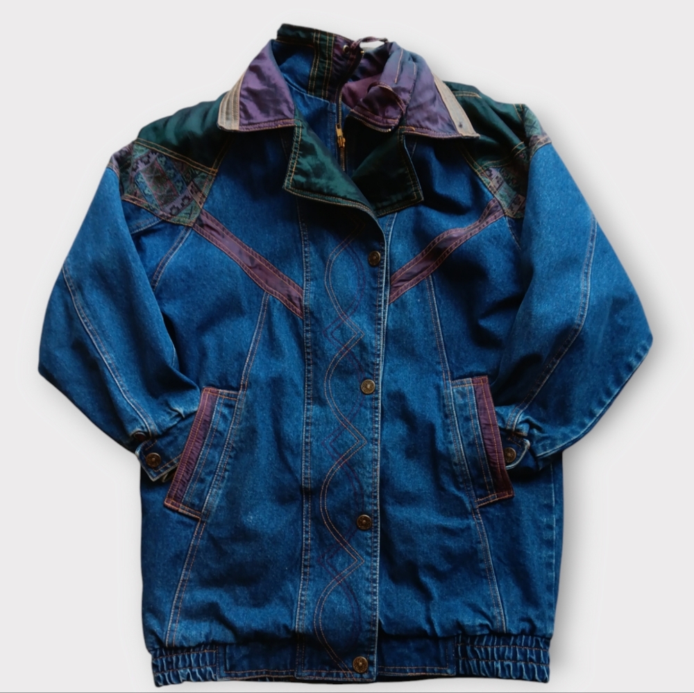 💙VINTAGE RARE 80'S WESTERN COTTON DENIM JACKET WOMEN'S SIZE SMALL.